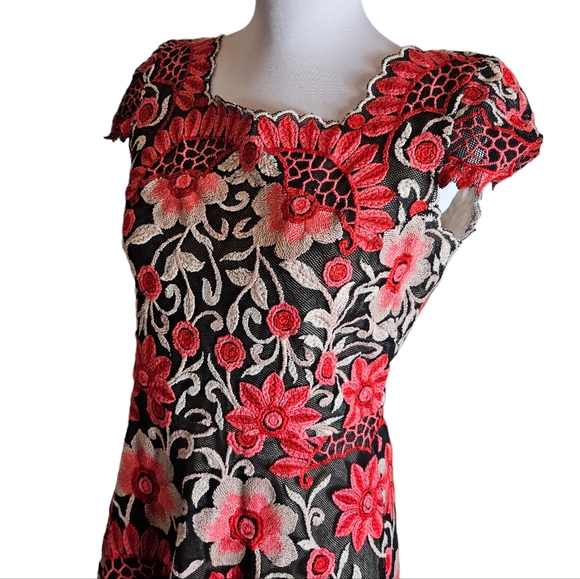 Anthropologie Yoana Baraschi Crisantemo Embroidered Lace Dress Sz 6 Fit & Flare - Picture 4 of 16